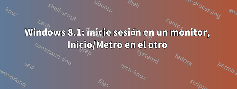 Windows 8.1: inicie sesión en un monitor, Inicio/Metro en el otro