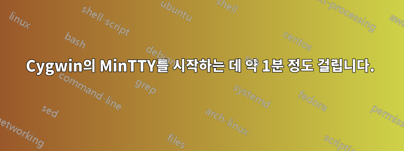 Cygwin의 MinTTY를 시작하는 데 약 1분 정도 걸립니다.