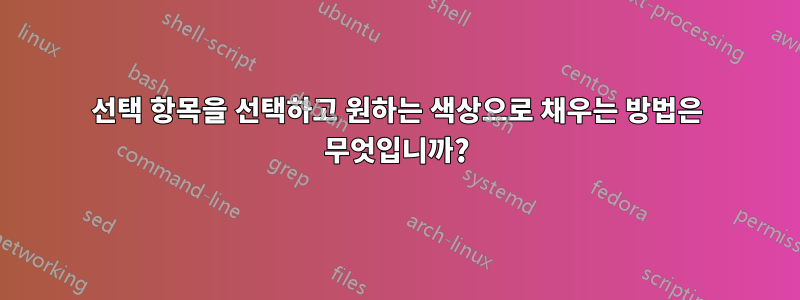 선택 항목을 선택하고 원하는 색상으로 채우는 방법은 무엇입니까?