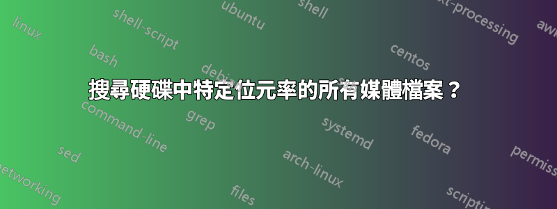 搜尋硬碟中特定位元率的所有媒體檔案？