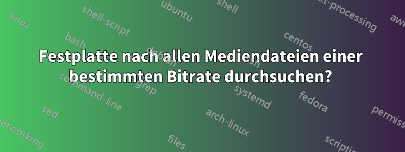 Festplatte nach allen Mediendateien einer bestimmten Bitrate durchsuchen?