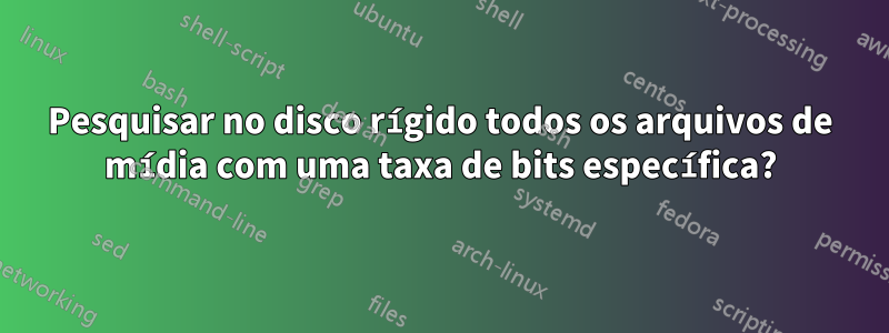 Pesquisar no disco rígido todos os arquivos de mídia com uma taxa de bits específica?