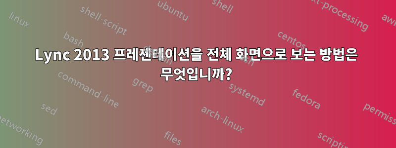 Lync 2013 프레젠테이션을 전체 화면으로 보는 방법은 무엇입니까?