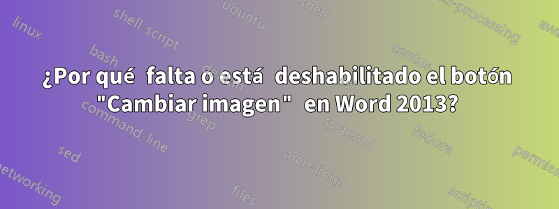 ¿Por qué falta o está deshabilitado el botón "Cambiar imagen" en Word 2013?