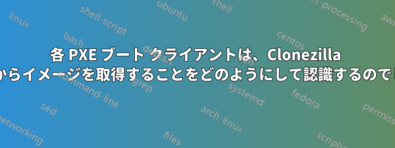 各 PXE ブート クライアントは、Clonezilla サーバーからイメージを取得することをどのようにして認識するのでしょうか?
