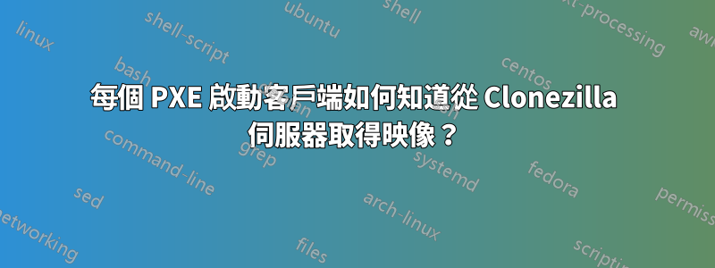 每個 PXE 啟動客戶端如何知道從 Clonezilla 伺服器取得映像？