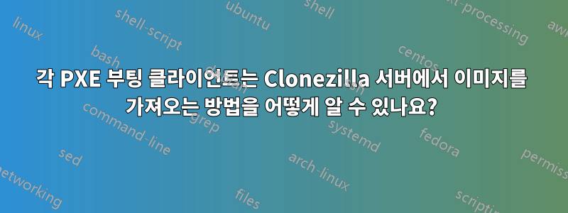 각 PXE 부팅 클라이언트는 Clonezilla 서버에서 이미지를 가져오는 방법을 어떻게 알 수 있나요?