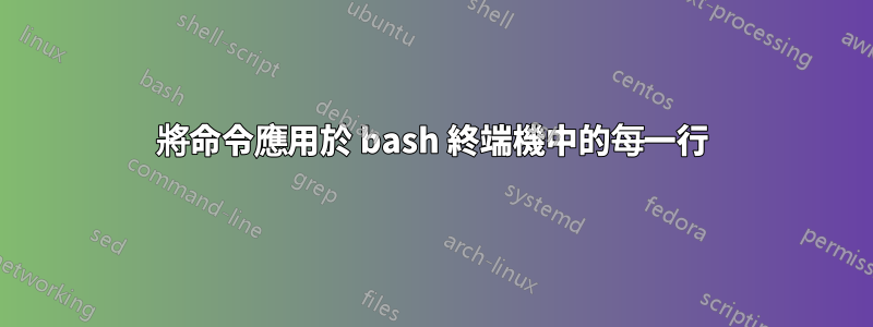 將命令應用於 bash 終端機中的每一行