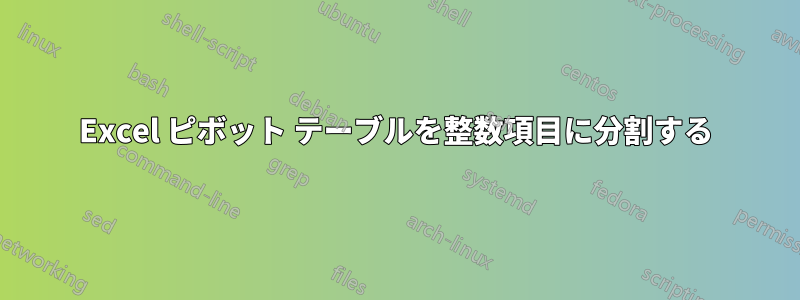 Excel ピボット テーブルを整数項目に分割する