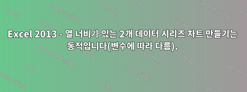 Excel 2013 - 열 너비가 있는 2개 데이터 시리즈 차트 만들기는 동적입니다(변수에 따라 다름).