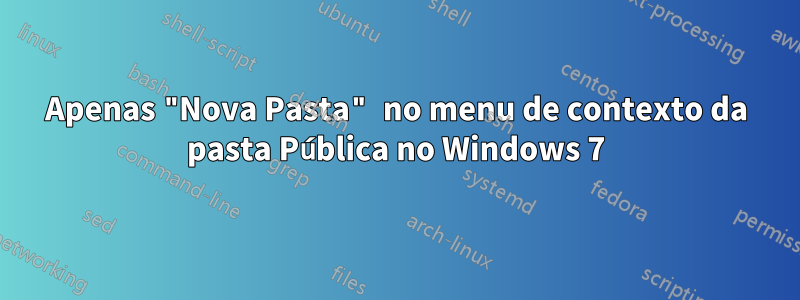 Apenas "Nova Pasta" no menu de contexto da pasta Pública no Windows 7