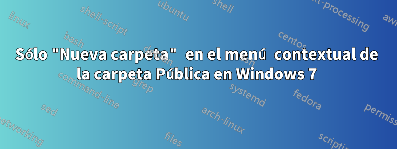 Sólo "Nueva carpeta" en el menú contextual de la carpeta Pública en Windows 7