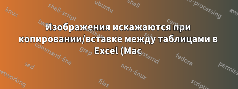 Изображения искажаются при копировании/вставке между таблицами в Excel (Mac)