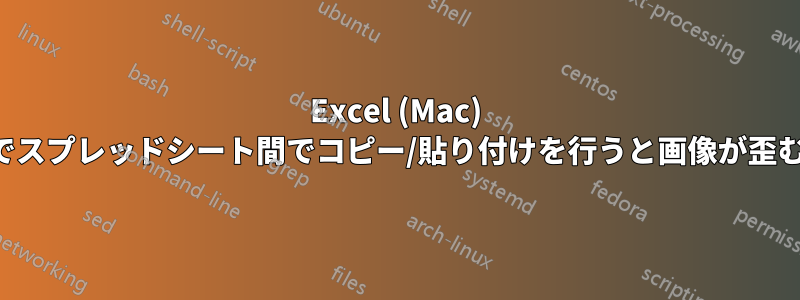 Excel (Mac) でスプレッドシート間でコピー/貼り付けを行うと画像が歪む