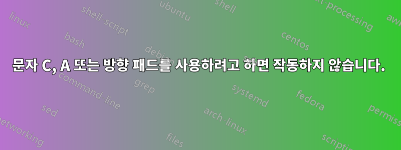 문자 C, A 또는 방향 패드를 사용하려고 하면 작동하지 않습니다.