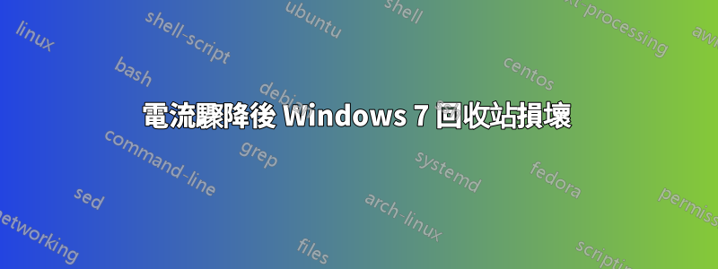 電流驟降後 Windows 7 回收站損壞