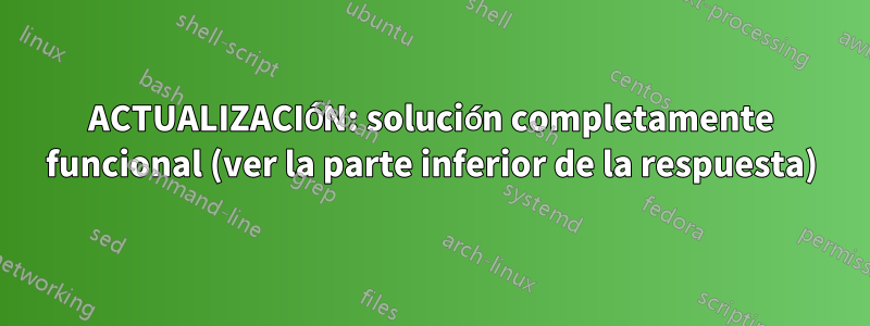 ACTUALIZACIÓN: solución completamente funcional (ver la parte inferior de la respuesta)
