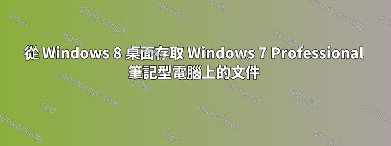 從 Windows 8 桌面存取 Windows 7 Professional 筆記型電腦上的文件