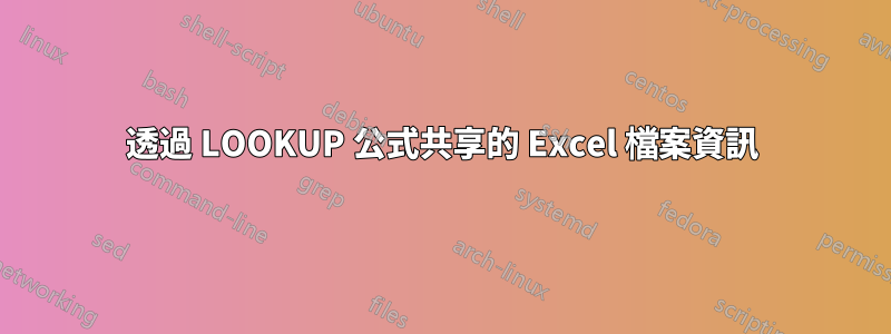 透過 LOOKUP 公式共享的 Excel 檔案資訊