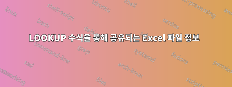 LOOKUP 수식을 통해 공유되는 Excel 파일 정보 