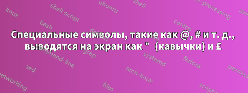 Специальные символы, такие как @, # и т. д., выводятся на экран как " (кавычки) и £