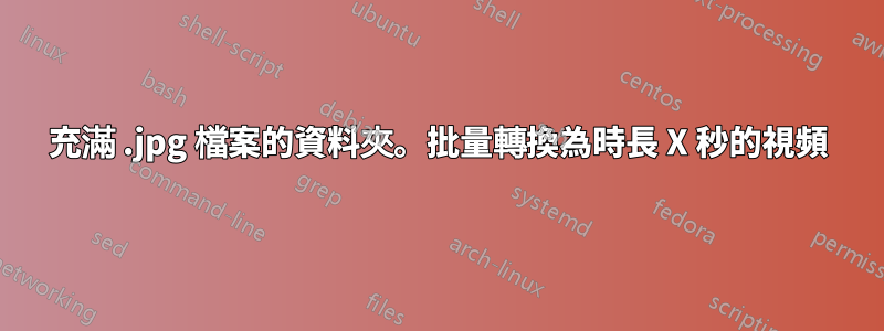 充滿 .jpg 檔案的資料夾。批量轉換為時長 X 秒的視頻