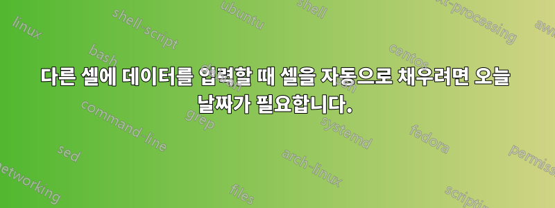 다른 셀에 데이터를 입력할 때 셀을 자동으로 채우려면 오늘 날짜가 필요합니다.