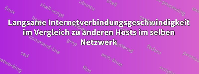 Langsame Internetverbindungsgeschwindigkeit im Vergleich zu anderen Hosts im selben Netzwerk