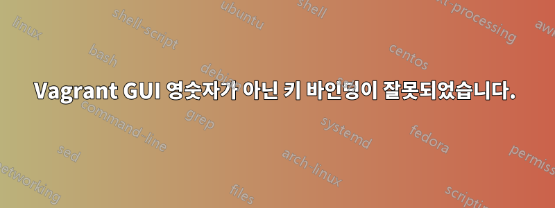 Vagrant GUI 영숫자가 아닌 키 바인딩이 잘못되었습니다.