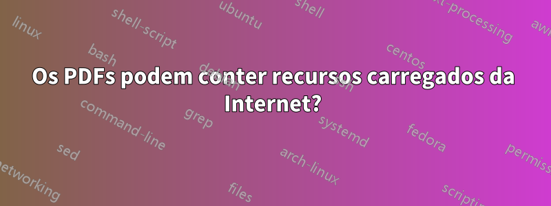 Os PDFs podem conter recursos carregados da Internet?