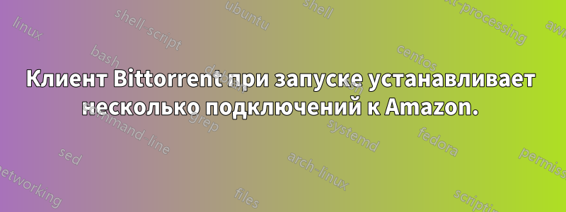 Клиент Bittorrent при запуске устанавливает несколько подключений к Amazon.