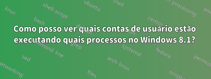 Como posso ver quais contas de usuário estão executando quais processos no Windows 8.1?