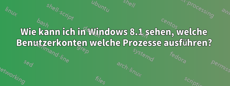Wie kann ich in Windows 8.1 sehen, welche Benutzerkonten welche Prozesse ausführen?