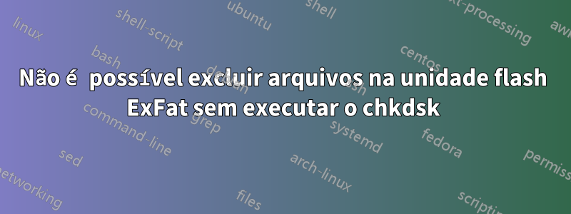 Não é possível excluir arquivos na unidade flash ExFat sem executar o chkdsk