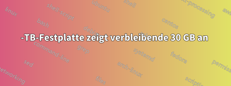 1-TB-Festplatte zeigt verbleibende 30 GB an
