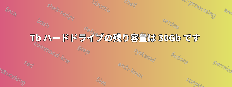 1Tb ハードドライブの残り容量は 30Gb です