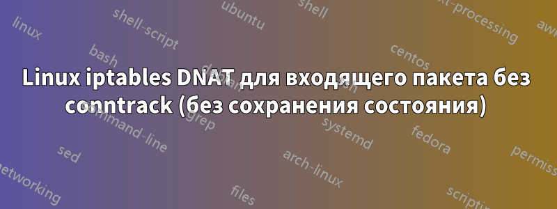 Linux iptables DNAT для входящего пакета без conntrack (без сохранения состояния)