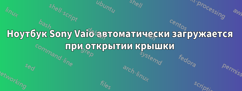 Ноутбук Sony Vaio автоматически загружается при открытии крышки