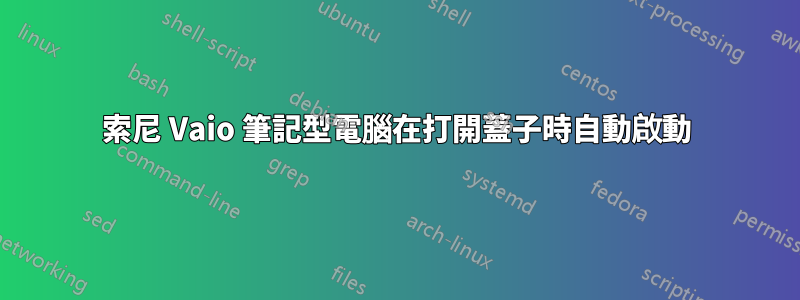 索尼 Vaio 筆記型電腦在打開蓋子時自動啟動