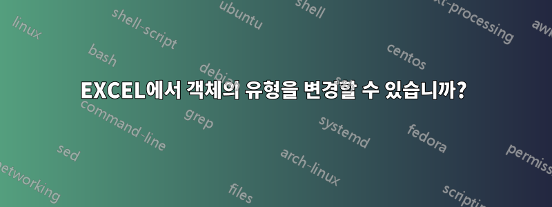 EXCEL에서 객체의 유형을 변경할 수 있습니까?