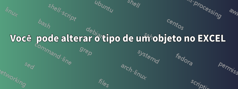 Você pode alterar o tipo de um objeto no EXCEL