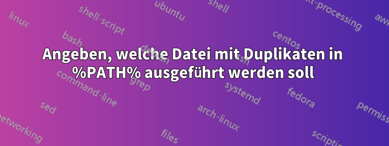 Angeben, welche Datei mit Duplikaten in %PATH% ausgeführt werden soll