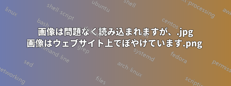 .png 画像は問題なく読み込まれますが、.jpg 画像はウェブサイト上でぼやけています