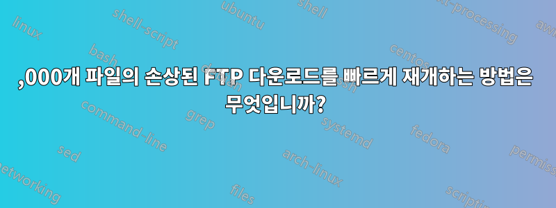 500,000개 파일의 손상된 FTP 다운로드를 빠르게 재개하는 방법은 무엇입니까?