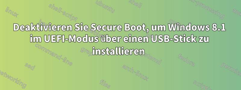 Deaktivieren Sie Secure Boot, um Windows 8.1 im UEFI-Modus über einen USB-Stick zu installieren 