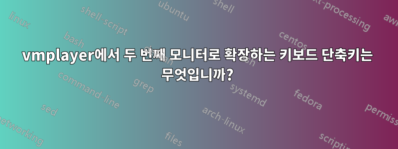 vmplayer에서 두 번째 모니터로 확장하는 키보드 단축키는 무엇입니까?