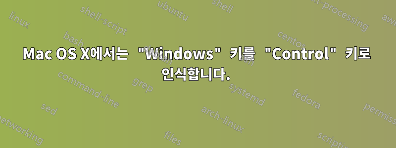 Mac OS X에서는 "Windows" 키를 "Control" 키로 인식합니다.