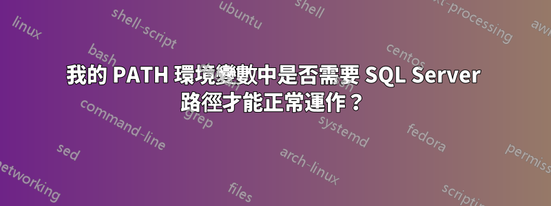 我的 PATH 環境變數中是否需要 SQL Server 路徑才能正常運作？