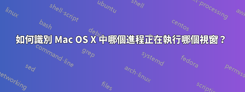 如何識別 Mac OS X 中哪個進程正在執行哪個視窗？