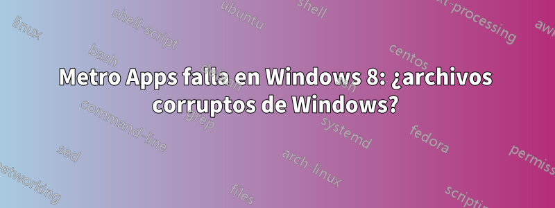 Metro Apps falla en Windows 8: ¿archivos corruptos de Windows?